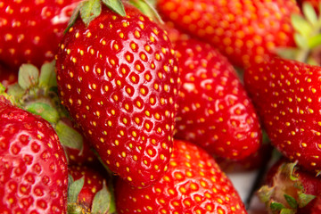 Close up photo of fresh, red strawberries