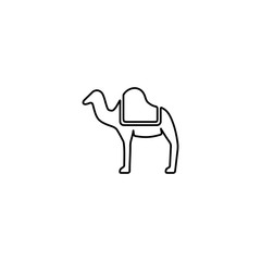 Camel icon in line style. Arabic culture, Desert sign.