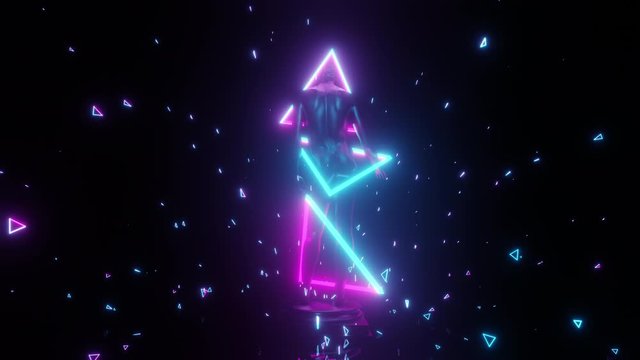 80s Retro Vaporwave Statue and Neon Light