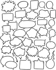 0084 hand drawn background Set of cute speech bubble in doodle style
