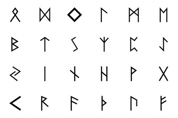 Runes of Scandinavia symbol letters black color set