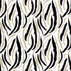 Seamless background with Zebra fur print in black and brown . Vector illustration. Exotic wild animalistic textures