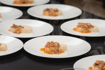 stewed rabbit on a piece of homemade bread