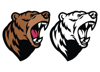 roaring angry grizzly bear mascot head