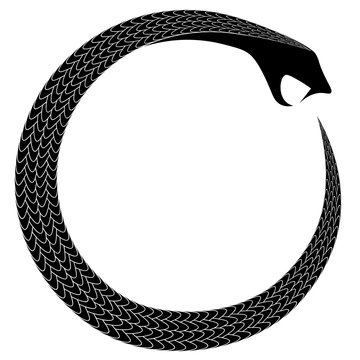 ancient occult alchemical symbol snake eating tail ouroboros