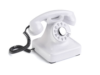 White old-fashioned phone isolated on white