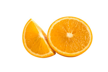sliced orange isolated on the white background. fresh orange fruit with Clipping Path