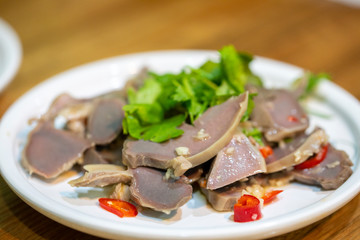 Taiwanese food traditional snack smoked goose gizzard