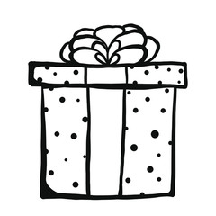 Vector hand drawn gift box icon.