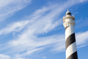 beautiful views of the lighthouse of favaritx on the island of menorca (balearic islands, spain)