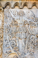An element of the decoration of the facade of the temple on the territory of the Marfo-Maria abode of mercy