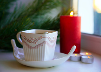 candle on the windowsill