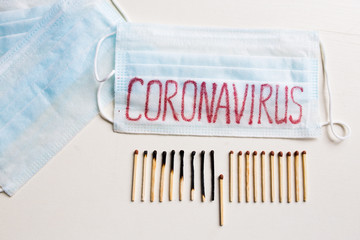 burn out of matches and medical mask