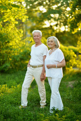 Obraz premium Beautiful caucasian senior couple in the park