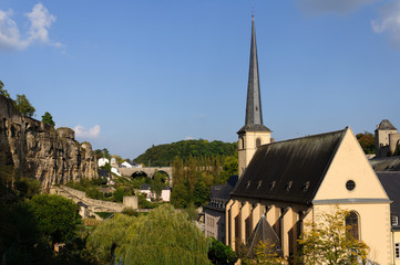 a sight over a street in Luxembourg. Historical center