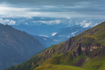 View in Austrian alps. Grossglockner mountain pass