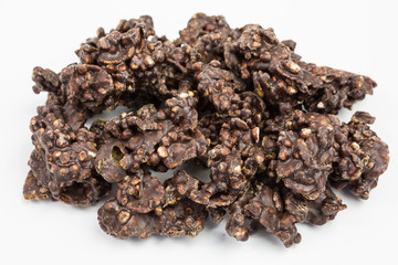 lactose-free and glutenfree snack of puffed quinoa crispies with chocolate and cornflakes - 349904975