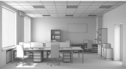 office, interior visualization, 3D illustration