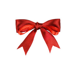 Red bow on white background