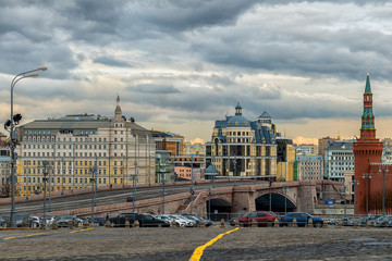 Empty city streets without people, cars and traffic