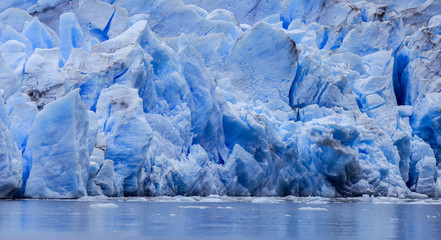 Close up View to the Grey Glacier, the Southern Patagonian Ice Field, near the Cordillera del Paine, Chile