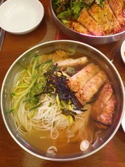 korean pork cutlet noodles. It is characterized by a light taste.
