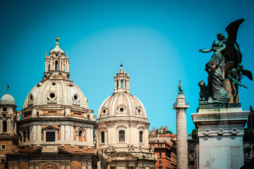 Fototapeta na wymiar Rome cityscape view of rooftops