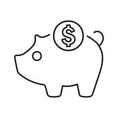 Savings outline icon, deposit, piggy bank, vector graphics