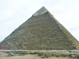 The Pyramid of Giza, Cairo, Egypt. Pyramid of Khafre is the second largest of the three pyramids.