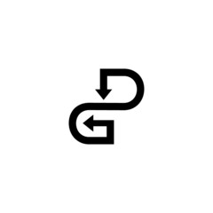 initials G and D logo with arrows