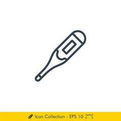 Thermometer Icon / Vector - In Line / Stroke Design