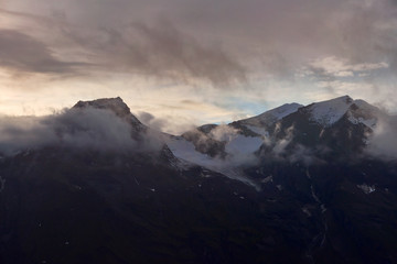 Grossglockner mountain peaks at sunset