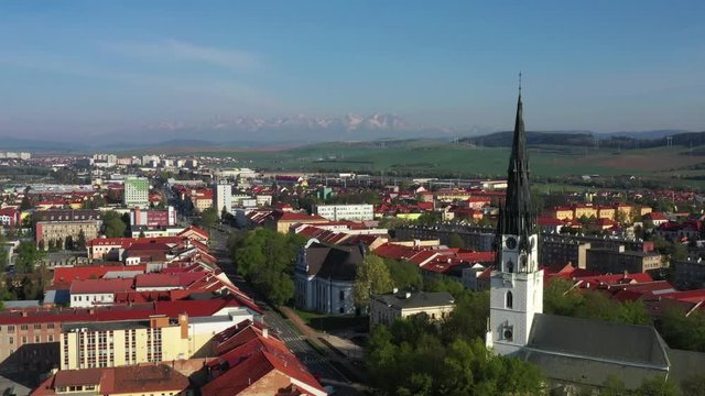 Aerial view of Spisska Nova Ves town in Slovakia