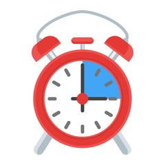 Retro alarm clock. Flat vector illustration