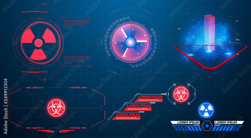 Leinwandbilder hud, ui, gui futuristic user interface screen elements set. high tech screen for video game. sci-fi 