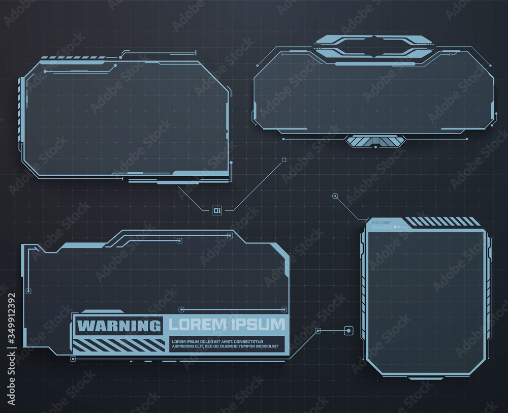 Poster techno frame, interface. virtual grid display ui hologram user interface. callouts titles and hud el