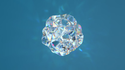 Fototapeta premium ..3d render of glass shape with realistic caustics on blue background. Light refraction effect.