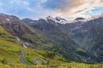 Dangerous curves at Grossglockner alpine pass, Austria