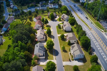 Fototapeta na wymiar Aerial view of a beautiful sub division in Suburbs of Atlanta , GA USA 
