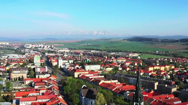 Aerial view of Spisska Nova Ves town in Slovakia