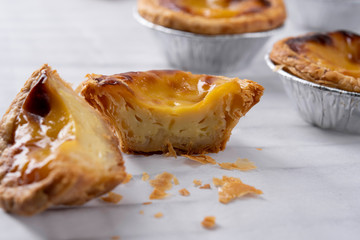 Egg tart, traditional Portuguese dessert, pasteis de Nata Portuguese Custard Tarts.