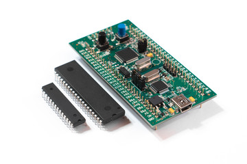 Circuit board isolated on white background