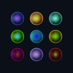 set of vector three-dimensional colored circles vector illustration,
