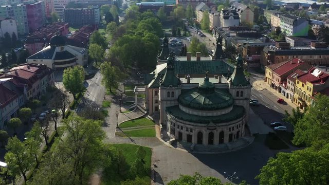 Aerial view of the Reduta Theater in Spisska Nova Ves, Slovakia