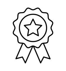 Winner line medal icon award emblem symbol Vector isolated on white background