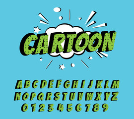 Set Alphabet Vector. letters and numbers.  Font in Comic Style. for web,  banners,  posters,  cards,  wallpapers.