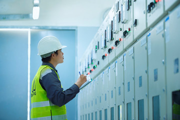 electrician working in a power station