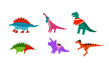 Set of funny cool Dino