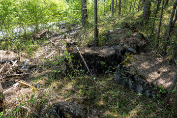 old bunker pieces in the forest