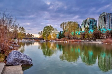 Peaceful City Lake Reflections